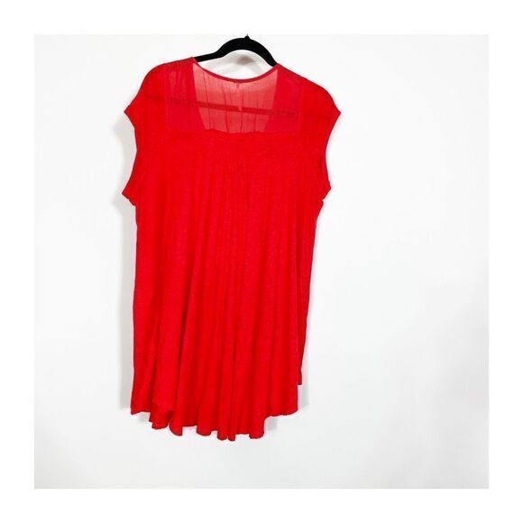 Free People Top Blouse Highland V Neck Linen Blend Red Womens Small - Picture 4 of 8